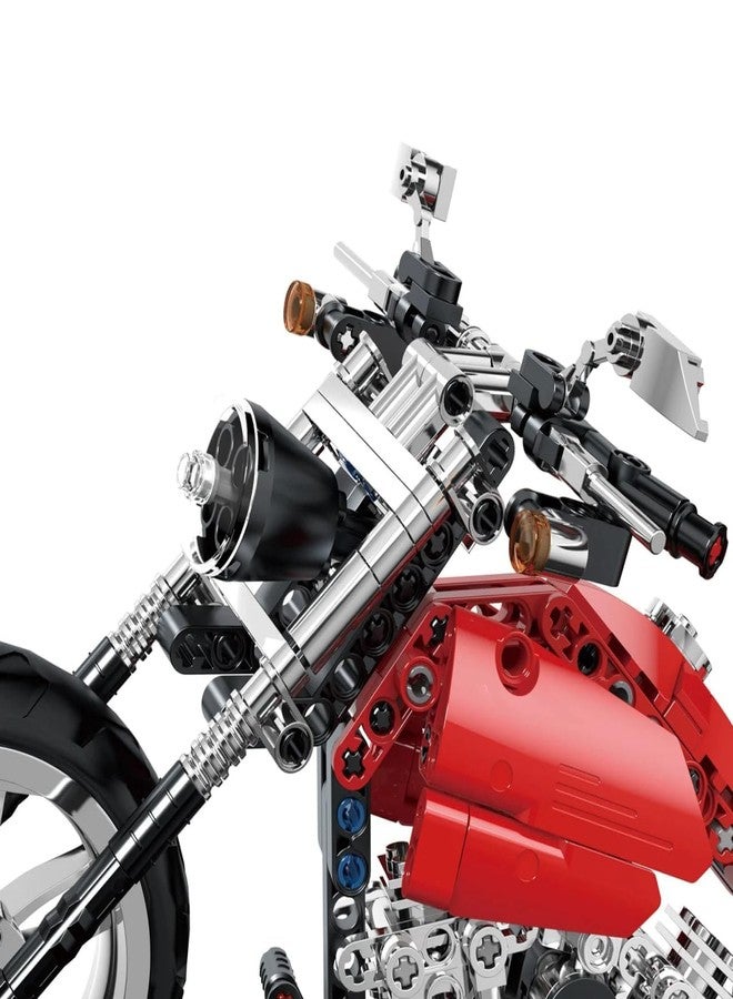 Giptoc Tech-Storm 573 PCS Heavy Chopper Bike Building Blocks Set - DIY Red Motorcycle STEM Kit for Kids 6+ | Educational Mechanical Toy - Image 4